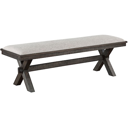 Farmhouse Rustic Upholstered Dining Bench