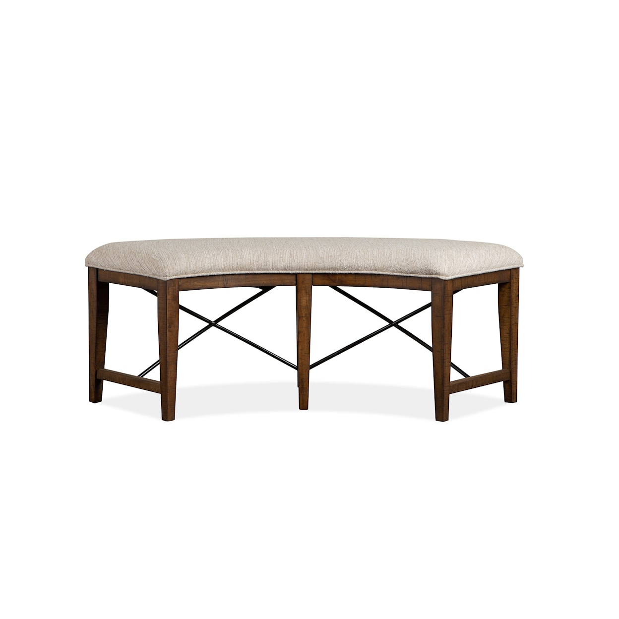 Magnussen Home Bay Creek Dining Curved Bench w/ Upholstered Seat