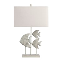 Coastal Table Lamp with Cast Resin Fish Detail