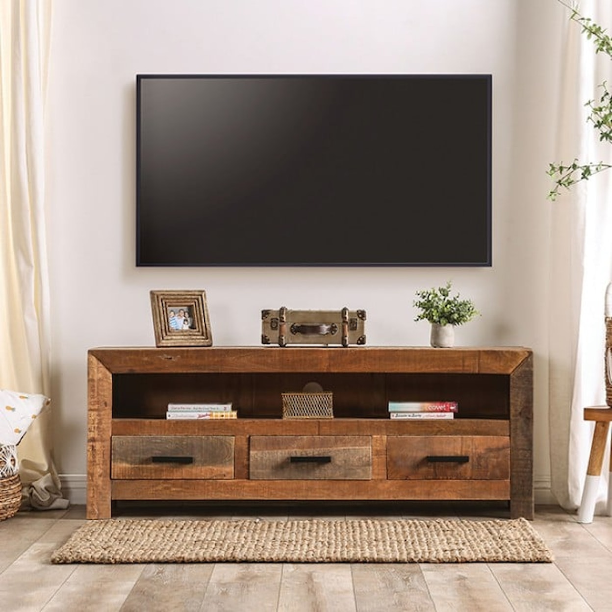 Furniture of America Galanthus Wooden 3-Drawer Media Console