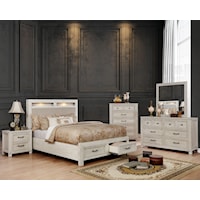 Transitional 4 Piece Queen Bedroom Set