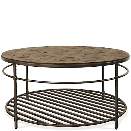 Rustic Round Cocktail Table with Reclaimed Top
