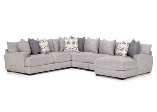 Contemporary 5-Piece Sectional Sofa with Right Facing Chaise
