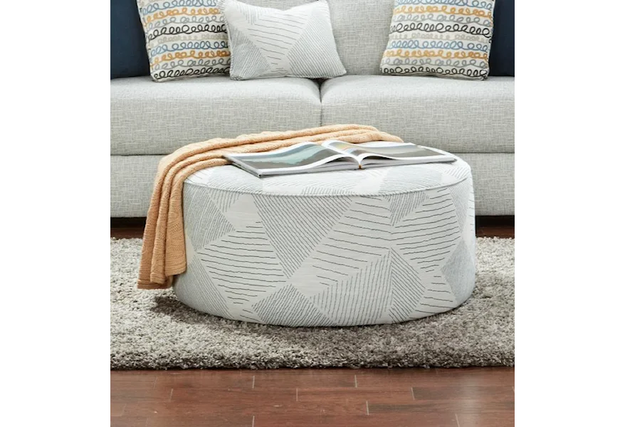7000 HARMER PLATINUM Round Cocktail Ottoman by Fusion Furniture at Rooms and Rest