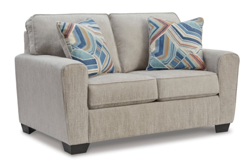 Contemporary Upholstered Loveseat with Block Legs
