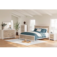 King Panel Bed, Dresser, Mirror And Nightstand