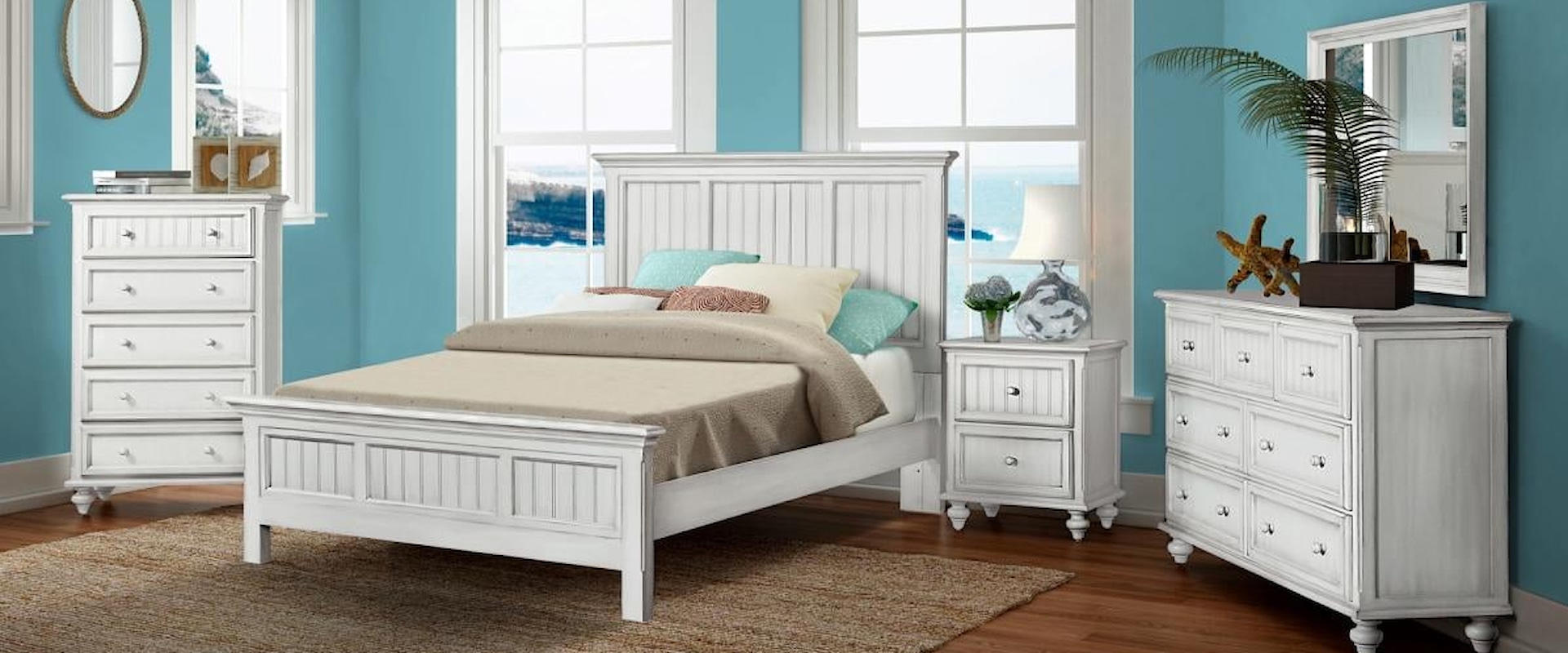 Queen 5-Piece Coastal Monaco Bedroom Set - Blanc