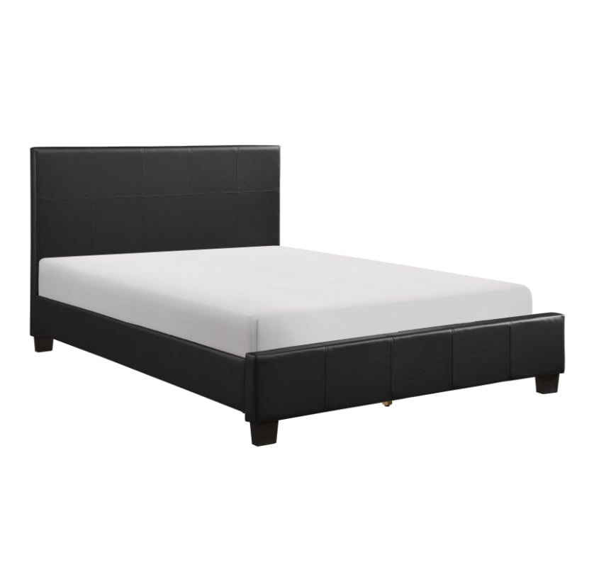Contemporary California King Platform Bed with Faux Leather Upholstery