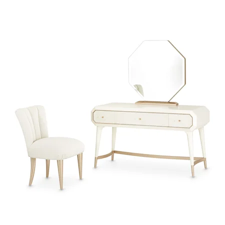 3-Piece Vanity Set with Mirror and Chair