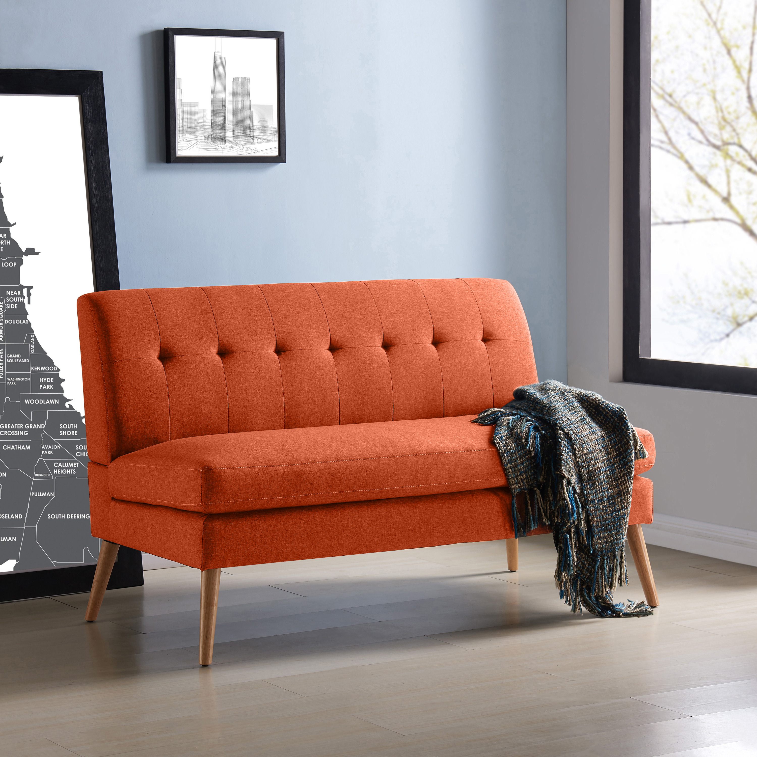 Handy Living KSTLXLIN30NT Kingston Armless Loveseat with Natural