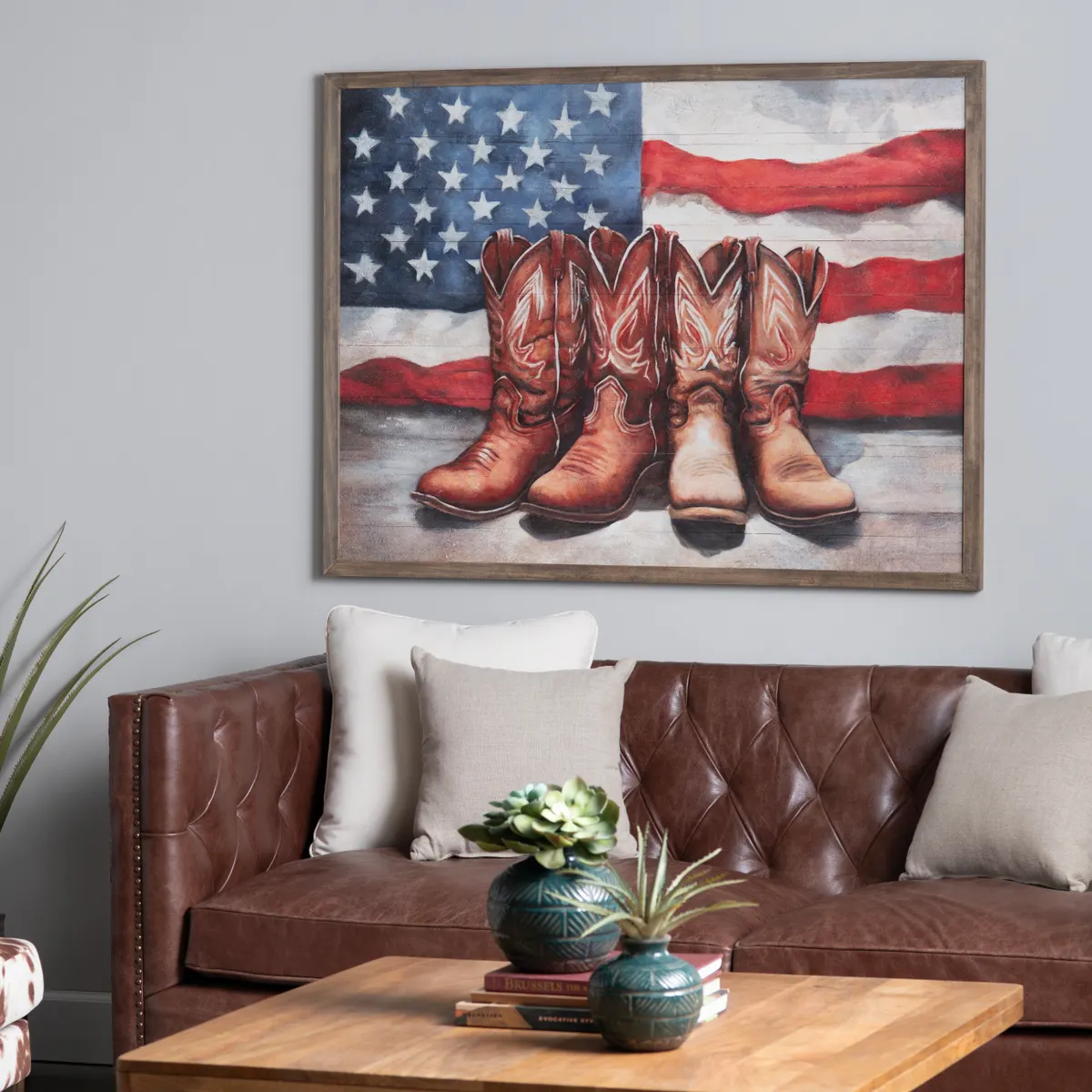 Freedom Boots Framed Wood Print