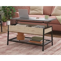 Industrial Lift-Top Coffee Table with Lower Storage Shelf