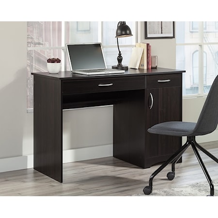 Transitional Office Desk with Flip-Down Keyboard/Mousepad