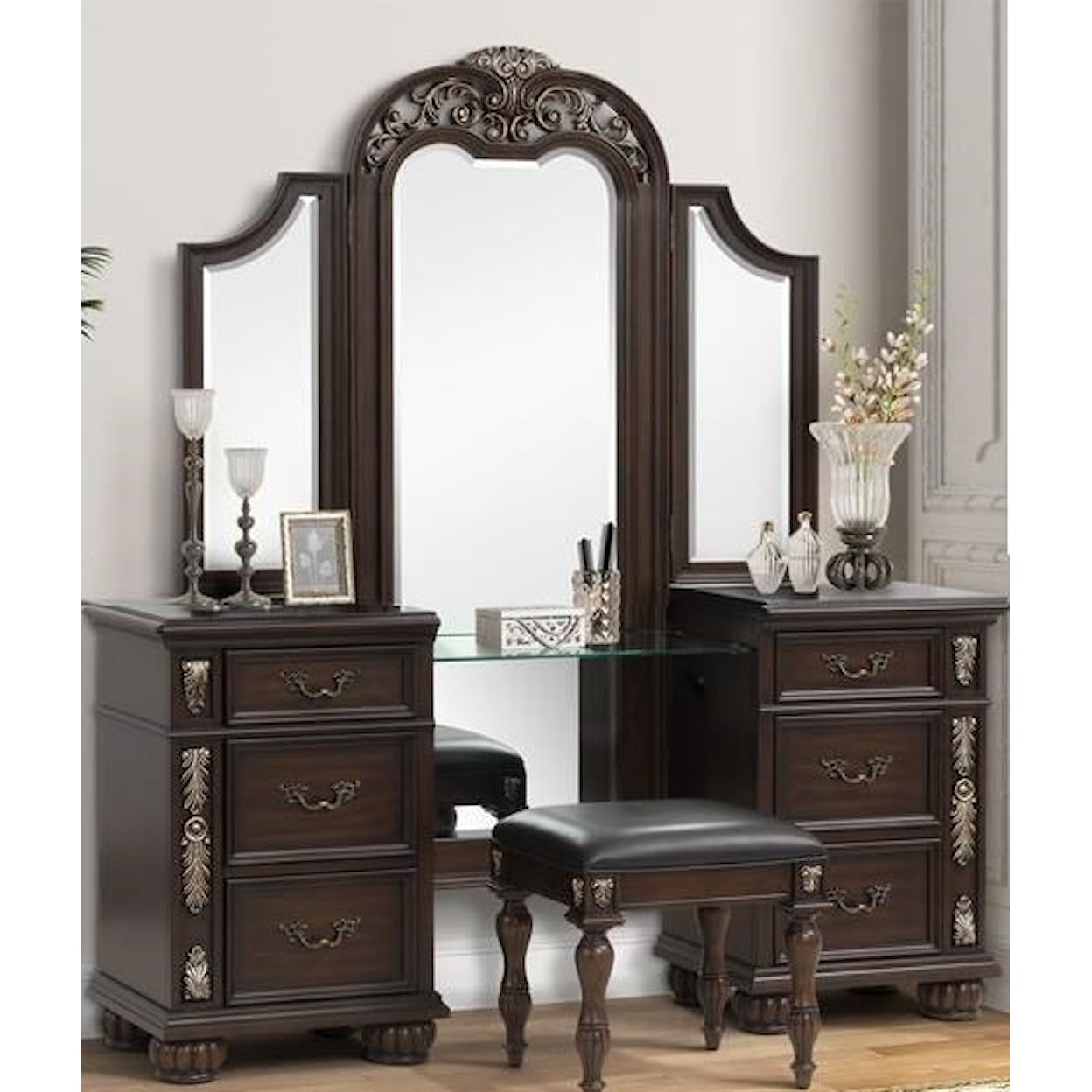 New Classic Furniture Maximus Vanity and Mirror Set