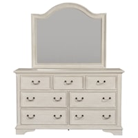 Transitional Dresser With Dust Proof Drawers & Mirror