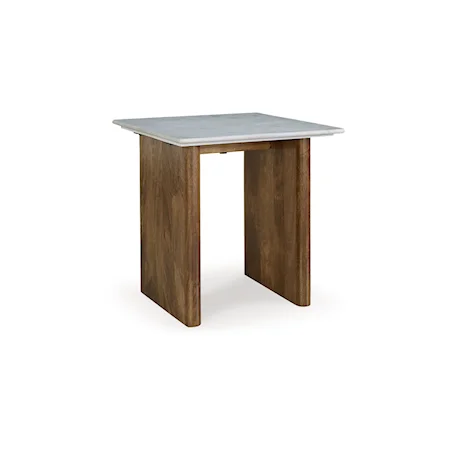 Rectangular End Table with Marble Top