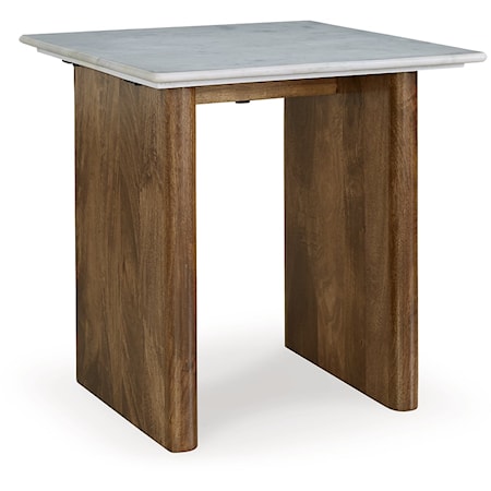 Rectangular End Table with Marble Top