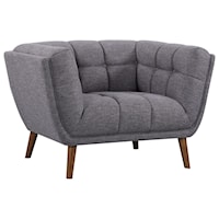 Mid-Century Modern Chair in Dark Gray Linen