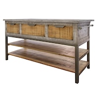 Rustic Two-Tone Kitchen Island with Casters