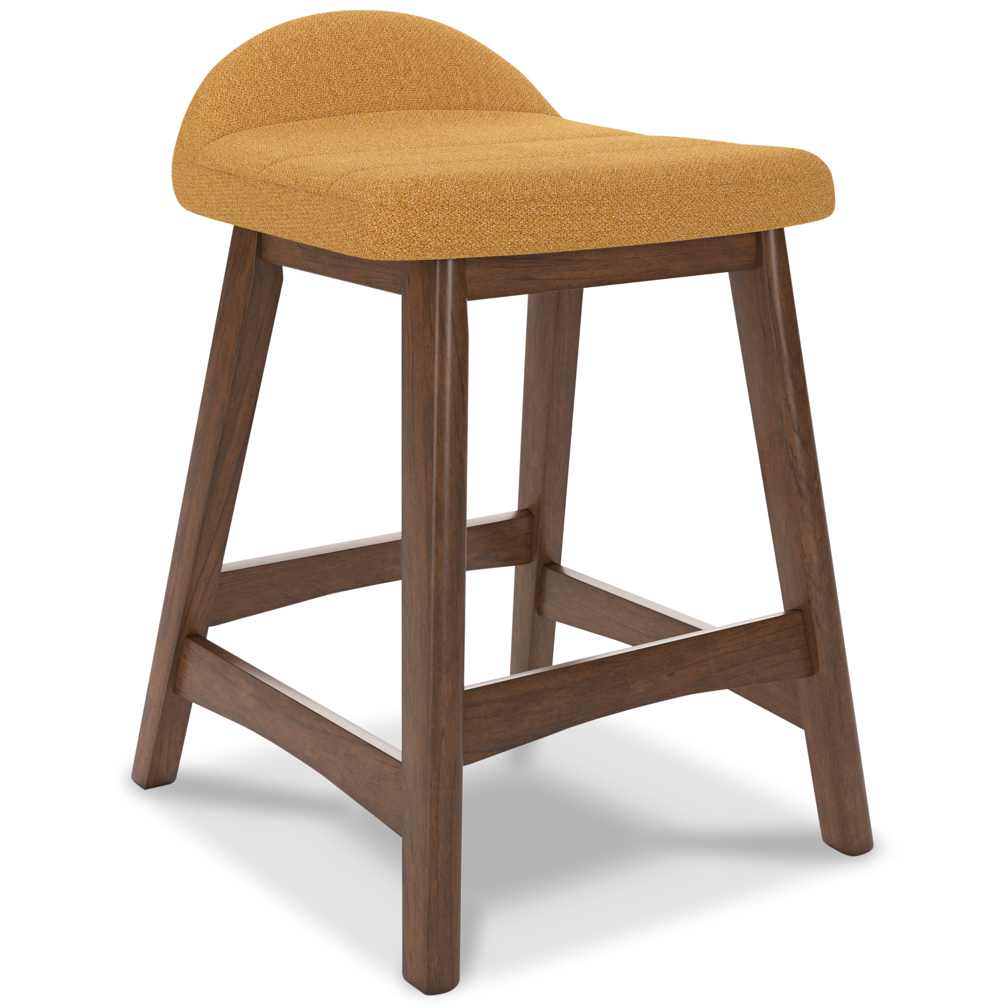 Signature Design by Ashley Lyncott D615 424 Counter Height Bar Stool in Mustard Yellow Fabric HomeWorld Furniture Bar Bar Stools