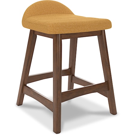 Counter Height Bar Stool in Mustard Yellow Fabric