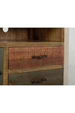 Drawers feature hand-forged iron handles