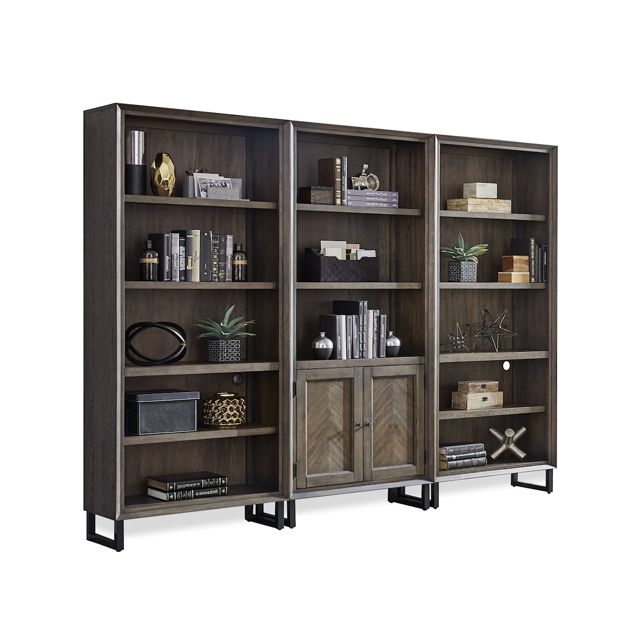 Aspenhome Harper Point Bookcase with Concealed Storage