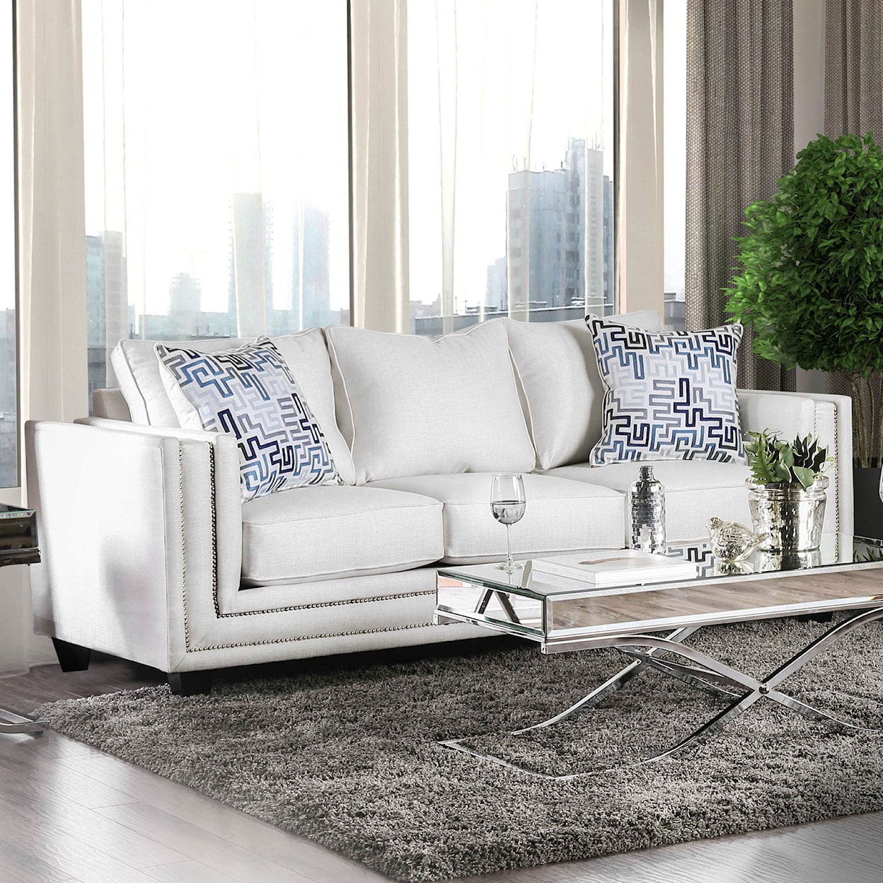 Furniture of America Ilse Sofa and Loveseat Set