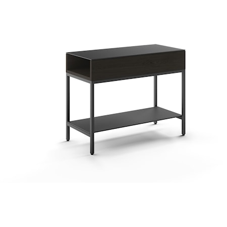 Contemporary End Table with Lower Shelf and Glass Top