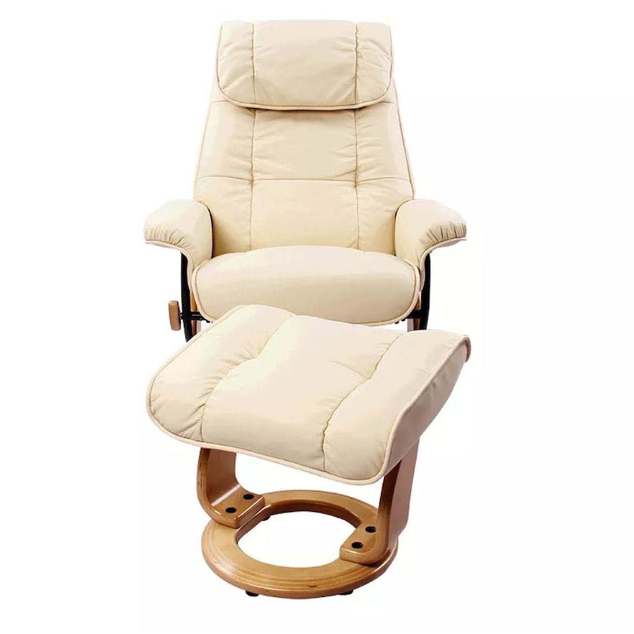 Benchmaster Ventura II Reclining Chair and Ottoman w/ Natural Wood