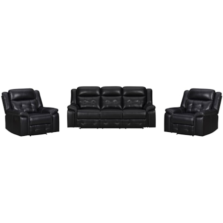 Manual Reclining Sofa and Two Recliners Set