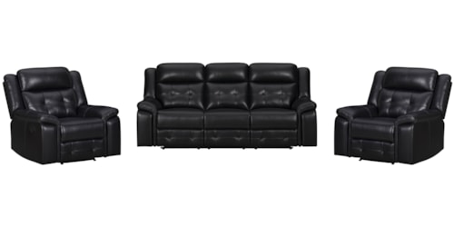 Casual Manual Reclining Sofa and Two Recliners Set