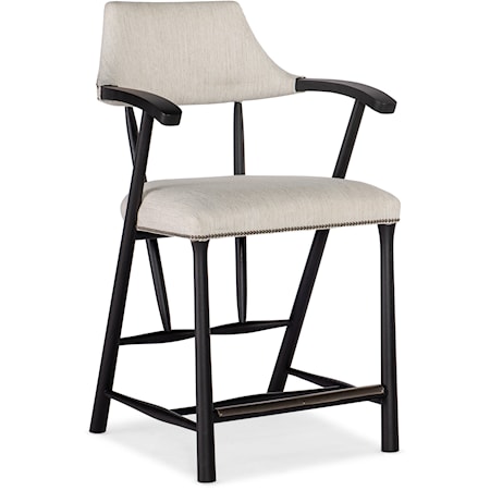Casual Counter Dining Stool with Fabric Seat and Back