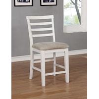 Rustic Upholstered Counter Height Side Chair with Ladder Back
