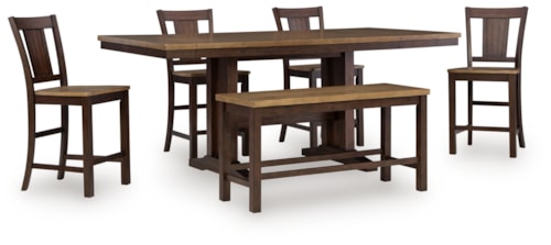Counter Height Extension Dining Table 4 Barstools And Bench