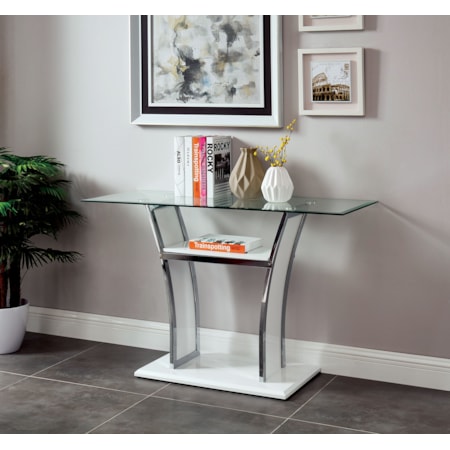 GLOSSY WHITE SOFA TABLE | *