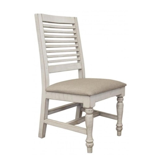Farmhouse Ladderback Side Chair with Upholstered Seat