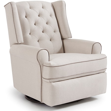 Traditional Tufted Swivel Glider Recliner with Inside Handle