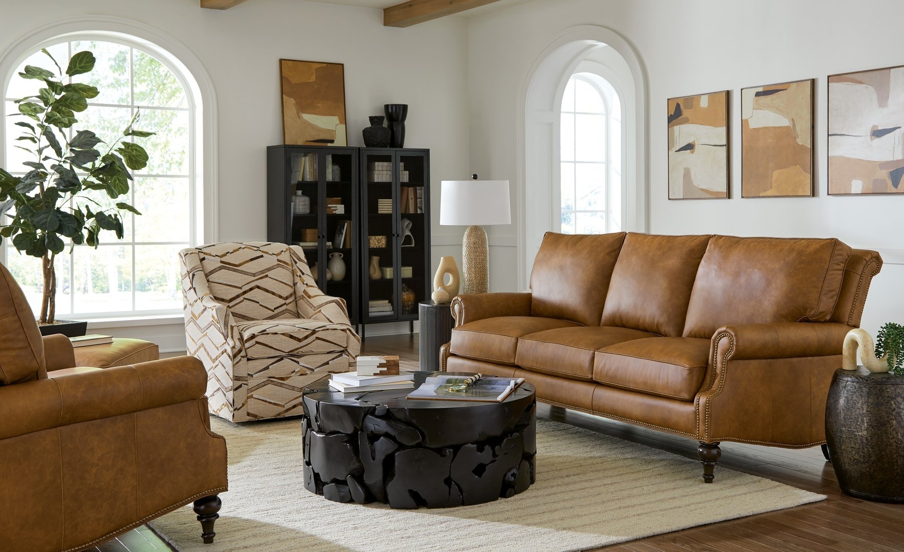 3-Cushion Leather Sofa