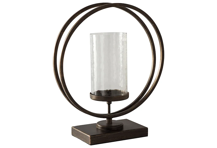 Accents Jalal Antique Gold Finish Candle Holder by Signature Design by Ashley at Nassau Furniture and Mattress