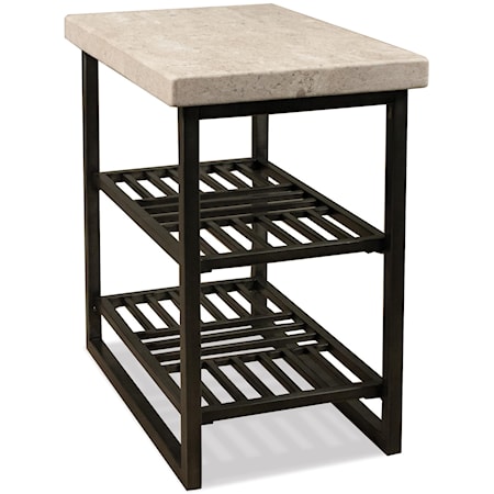 Contemporary Chairside Table with 2- Open Shelves