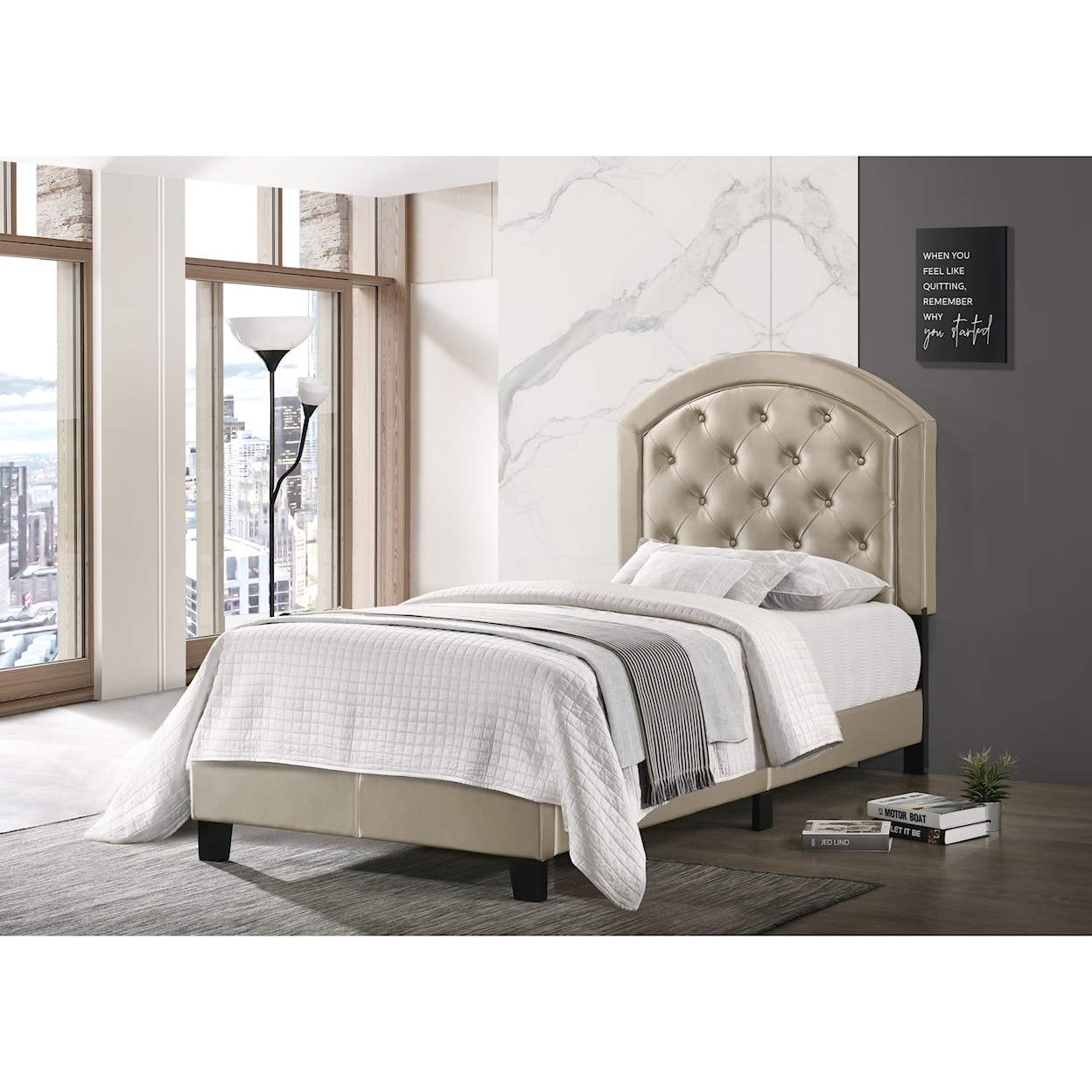 CM Gaby Twin Upholstered Platform Bed