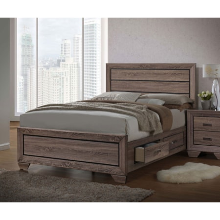 Wood Queen Storage Panel Bed