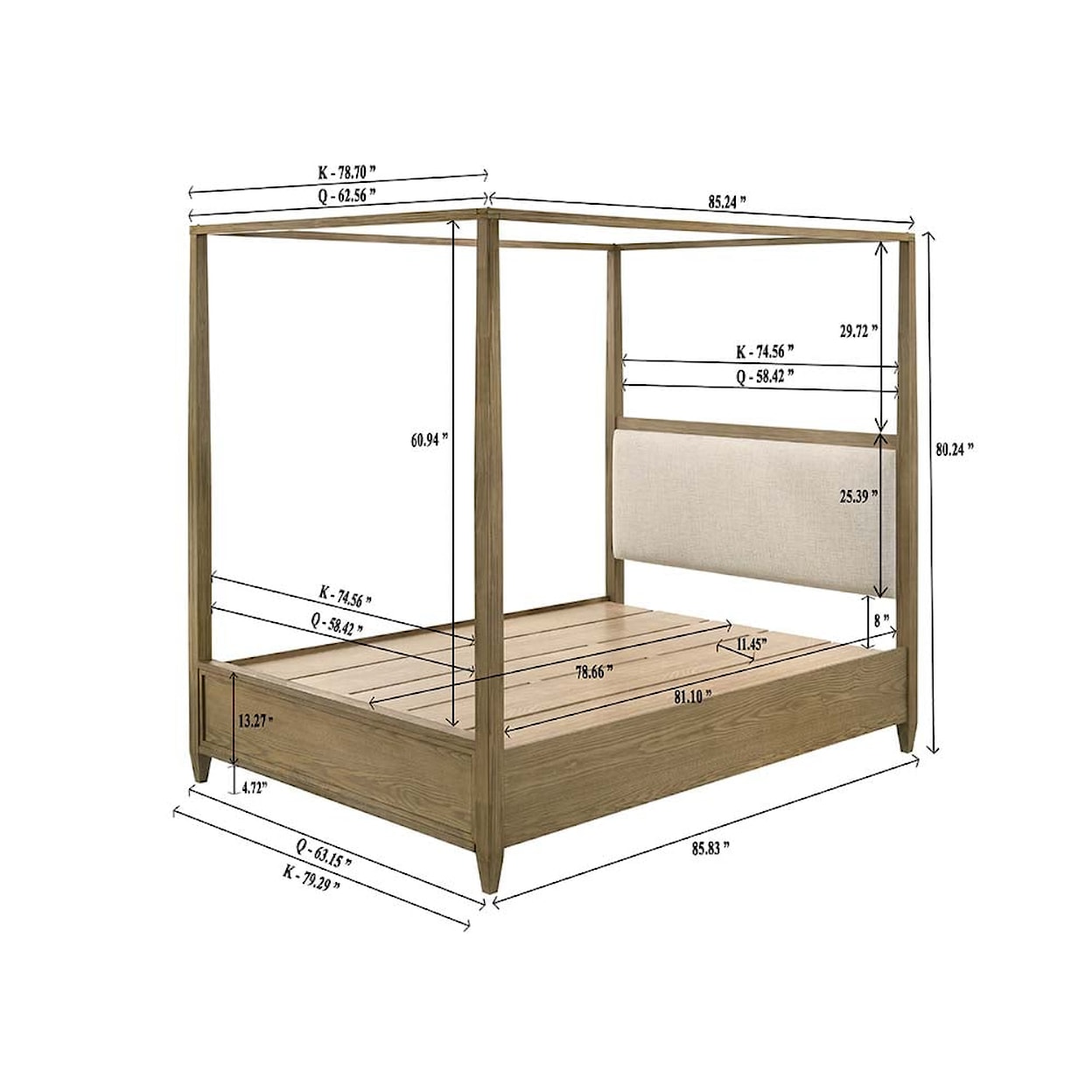 Crown Mark SIENNA Canopy Bed - King