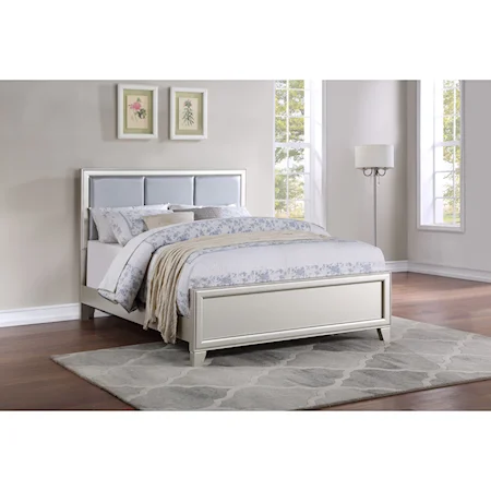Contemporary Queen Bed with Upholstered Headboard
