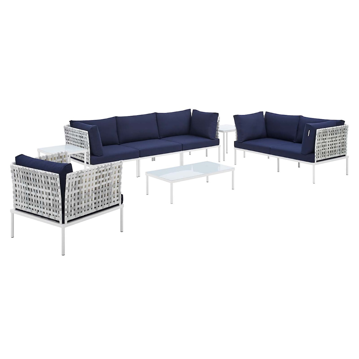 Modway Harmony Outdoor 8-Piece Aluminum Seating Set