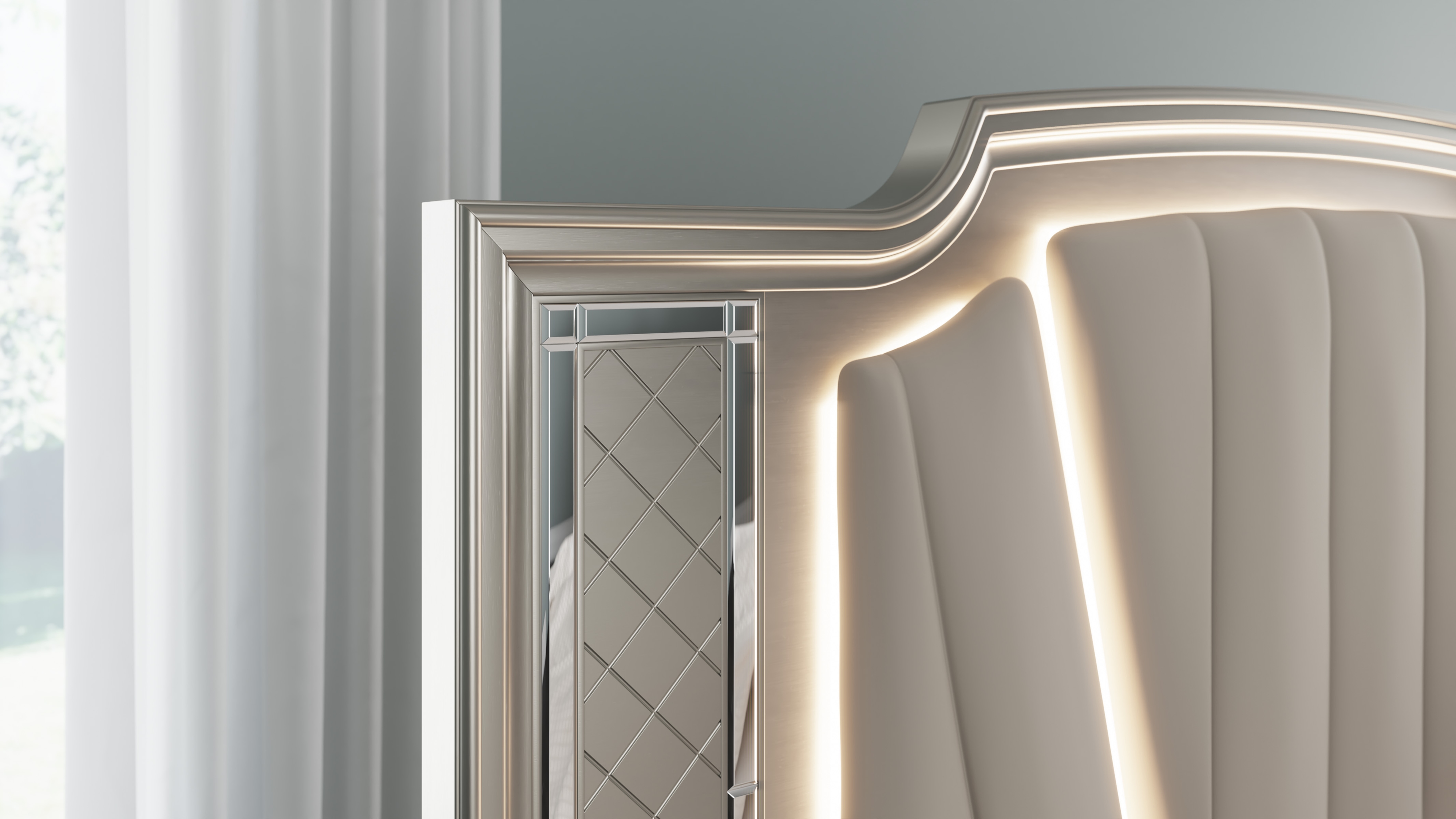 King Upholstered Panel Bed