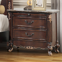 Traditional Constantine Nightstand with Marble Top