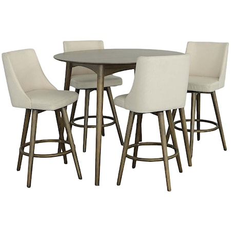 Transitional 5-Piece Bar-Height Dining Set