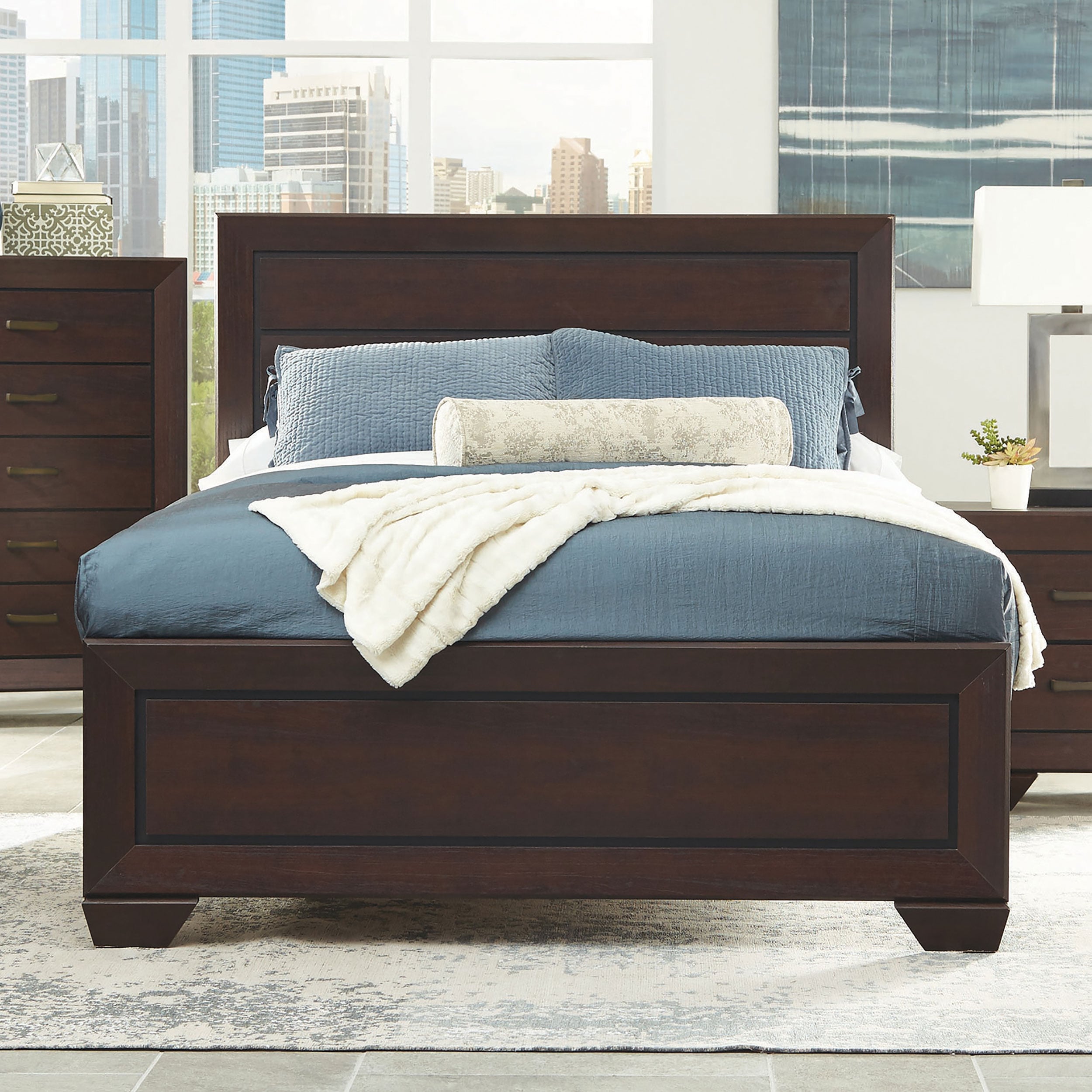 Wood Cal King Panel Bed